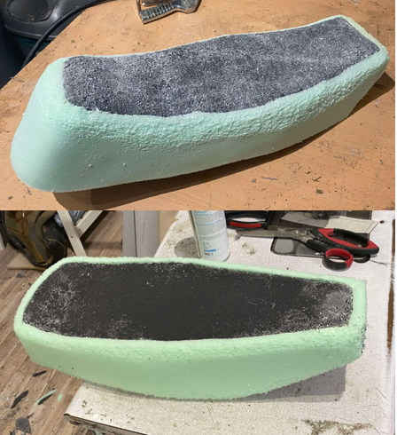 Mousse verte après brossage et mise en forme